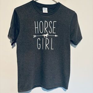 Girls Large Horse Girl T-shirt EUC